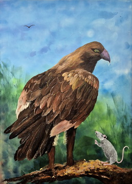 Izzivalec, akril-platno, 70x50 cm, 2025, Irena Gorenc